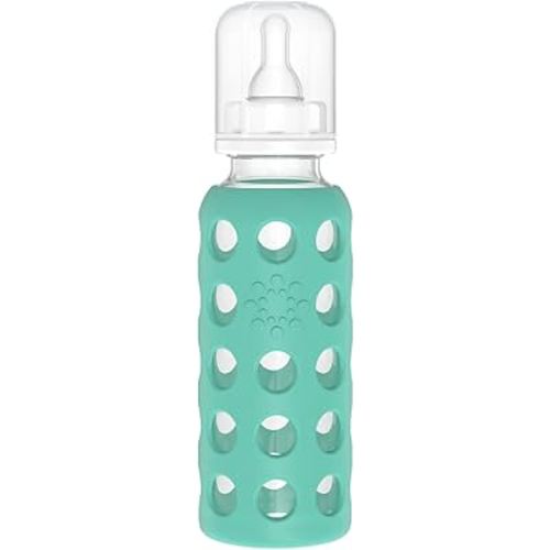 Lifefactory 9-Ounce Glass Baby Bottle with Stage 2 Nipple and Protective Silicone Sleeve Kale (LF110018C4)