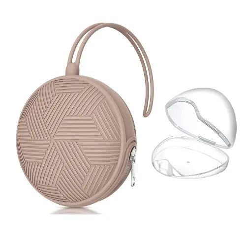 Smlpuame Pacifier Holder Case,Mothers Day Gifts for Mom BPA Free Portable Silicone Baby Pacifier Cover Pouch for Diaper Bag Stroller,Travel Outdoor Activities,Easy to Clean(Blush)