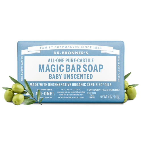 Dr.Bronner's Magic Bar Soap, Baby Unscented, Pure-Castile Soap, 5 oz