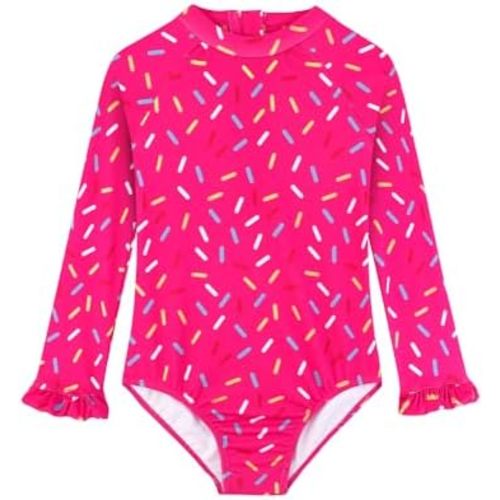 Long Sleeve One Piece Ruffle Swimsuit for Toddler Girls Baby Girl Rashguard Shirt with UPF 50+ Sun Protection