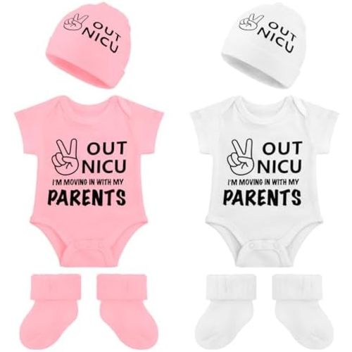 2 Set Nicu Baby Preemie Outfits Clothes Preemie Hat Socks Bodysuit out Nicu Baby Body Suit Clothing Essentials