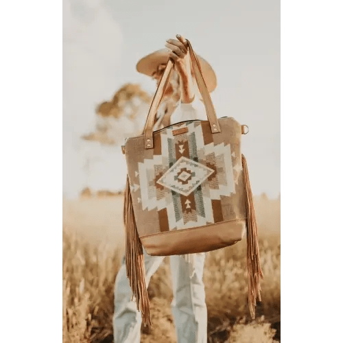 Neutral Backpack Tote with Leather Fringe, Medium - Oregon Made — Mercy Grey Design Co