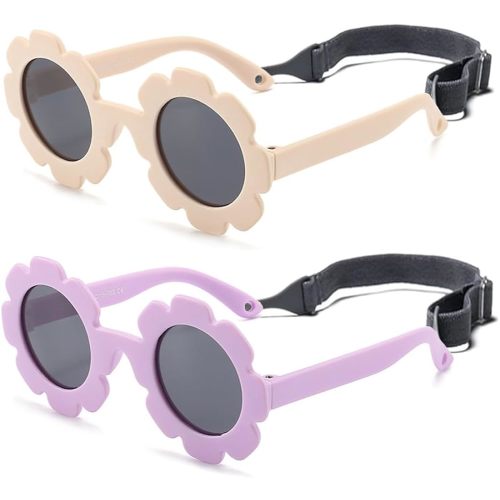 FBHLZ Baby flower Sunglasses with Strap girls polarized sunglasses Flexible Bendable Newborn UV400 Sunglasses for 0-24 months