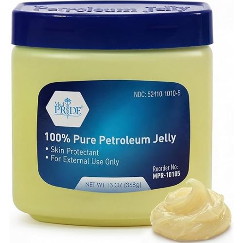 MED PRIDE Pure White Petroleum Jelly, Skin Protectant, Unscented, 13 oz
