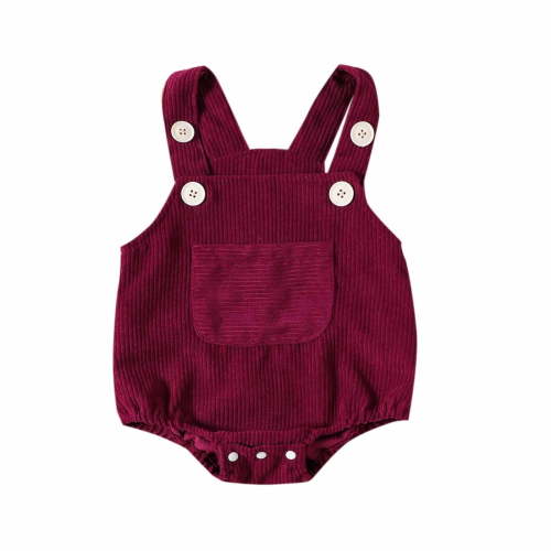 UAMVSH Baby Bodysuit Fall Outfits Infant Boys Girls Button Sleeveless Overall Romper Vintage Corduroy Newborn Onesies with Pocket 0-18M