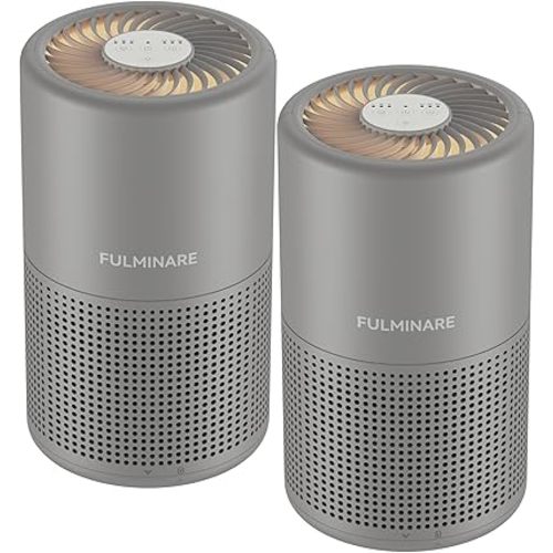 FULMINARE Air Purifiers for Home H13 True HEPA Air Filter Quiet Air Cleaner With Night Light Portable Small Air Purifier for Bedroom Office Living Room (Gray 2 Pack)