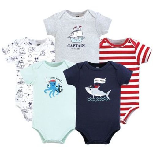 Hudson Baby Infant Boys Cotton Bodysuits 5-Pack, Fun Pirate, 3-6 Months