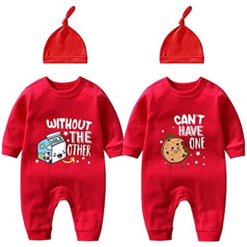 YSCULBUTOL Twins Bodysuits - Milk Infant Clothes Unisex Twin Baby Rompers With Hat