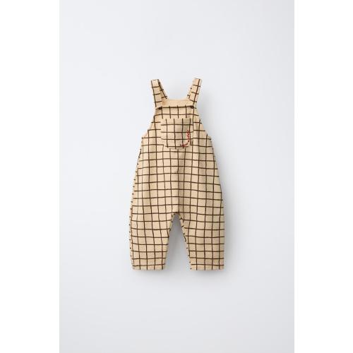 PLAID EMBROIDERED FLEECE OVERALLS - Vanilla | ZARA United States