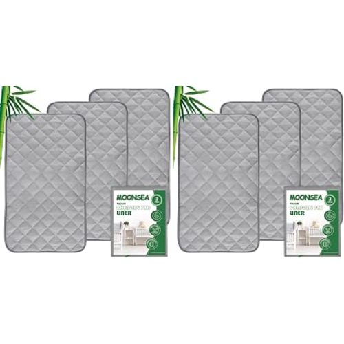Diaper Changing Pad Liner Non-Slip, Waterproof Terry Mat, Quilted Absorbent Bassinet Liners Washable, 6 Pack 13"x 26" Reusable Portable Changing Table Pad Rectangle Grey