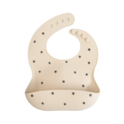 Silicone Baby Bib Black Daisy One Size