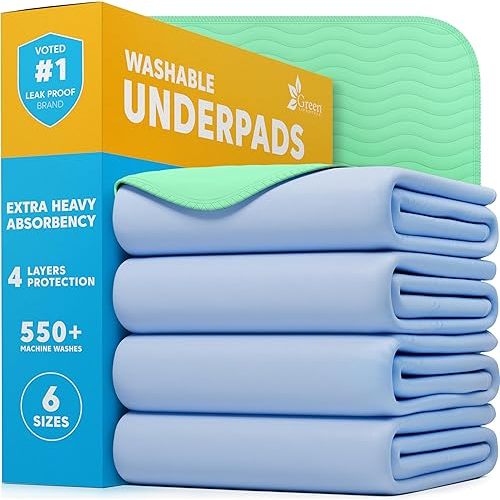 Washable Bed Pads - Heavy Absorbency Reusable Pads (Pack of 4 - 30x34)