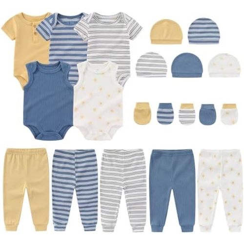 Newborn Layette Gift Set 20-Piece Cotton Baby Boy Girl Clothes Essentials and Accessories