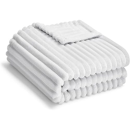 Soft Fleece Baby Blanket Ultra Cozy Grey Baby Blankets for Boys Warm and Lightweight Infant Toddler Newborn Receiving Gift with Reversible Stripes for Crib Stroller, 30x40 Inch, Light Grey
