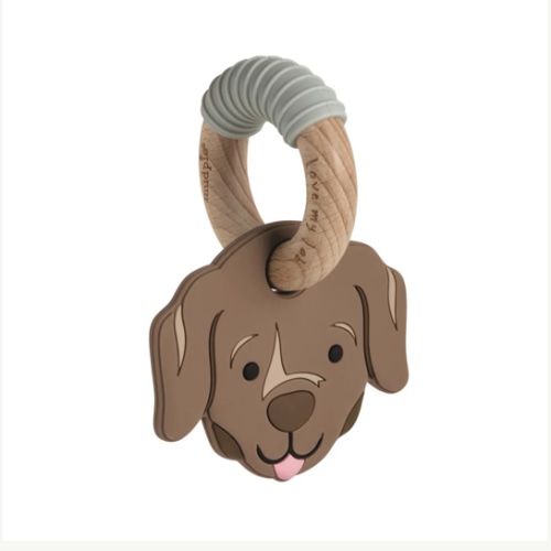 Mud Pie Dog Breed Baby Teethers | Silicone & Beechwood Puppy Toy