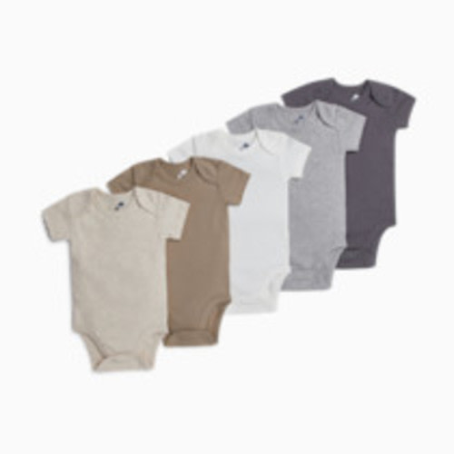 Small Story Short Sleeve Bodysuit Solid (5 Pack) - Neutral Range, 0-3 M