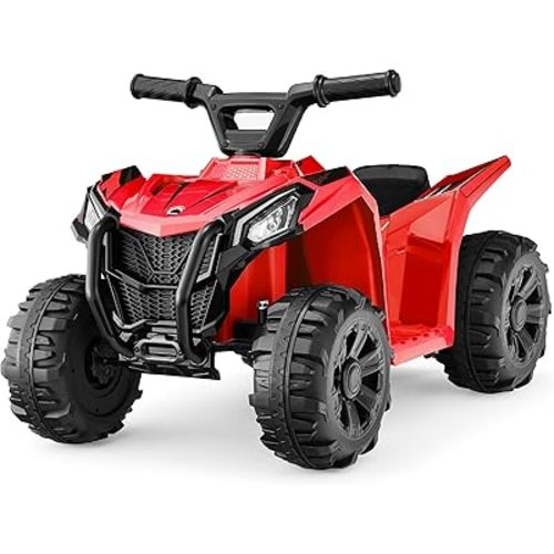 Best Choice Products 6V Kids Ride On Toy, 4-Wheeler Quad ATV Play Car w/ 1.8MPH Max Speed, Treaded Tires, Rubber Handles, Push-Button Accelerator - Red