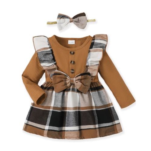 Baby Long Sleeve Fall Dress Baby Girl Clothes Ruffle Toddler Casual Dress Infant Cute Clothes Winter Outfits