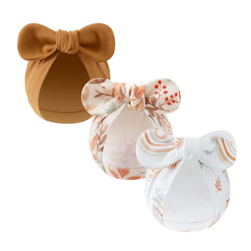 3PCS Breathable Baby Bonnet Cotton Soft and Comfortable Hospital Hat Lovely Bowknot Bonnet Caps for Infants 0-3 Months