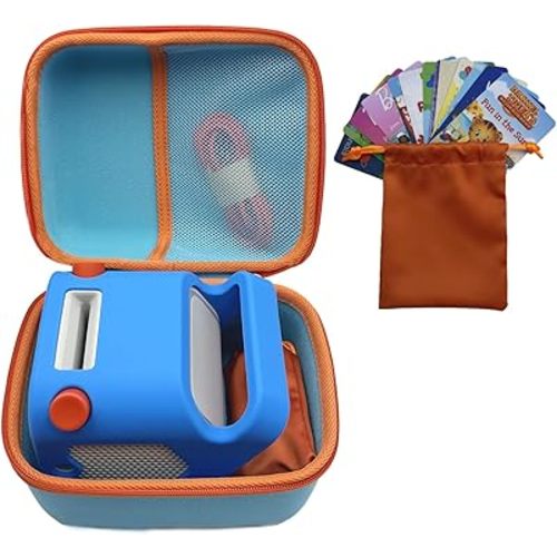 Travel Case for Yoto Player (3rd Generation), Hard Carrying with Pouch Hold up to 20 Cards, Sky and Orange (Case Only)