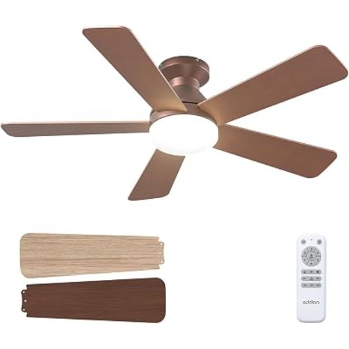 addlon 42 Inch Brown Low Profile Ceiling Fans with Lights and Remote