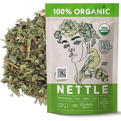 Zhivana Organics Nettle Tea – Nettle Leaf Organic, Nettle Tea Loose Leaf, Stinging Nettles Loose Leaf Organic, Ortiga Verde Organica - Dried Herbs for Medicinal Use - 8oz