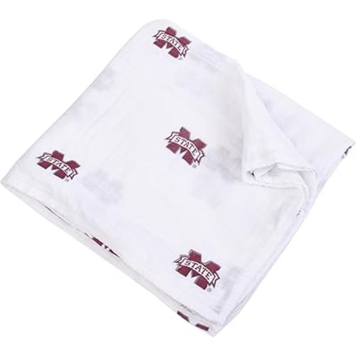Three Little Anchors Mississippi State University Muslin Swaddle Blanket – Officially Licensed MSU 47x47 Cotton Muslin Swaddle – Perfect Newborn Gift, Baby Shower Present, Bulldog Gear