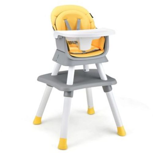 8-in-1 Convertible Baby High Chair with Removable Tray and Adjustable Booster Seat for 6 to 36 Months Yellow