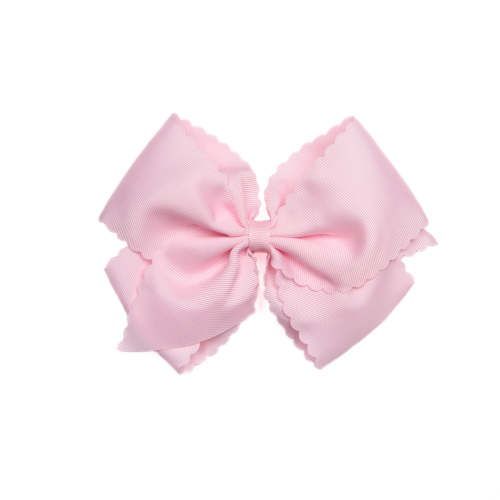 Scalloped Edge Grosgrain Hair Bow, Pearl Pink – Stitchy Fish