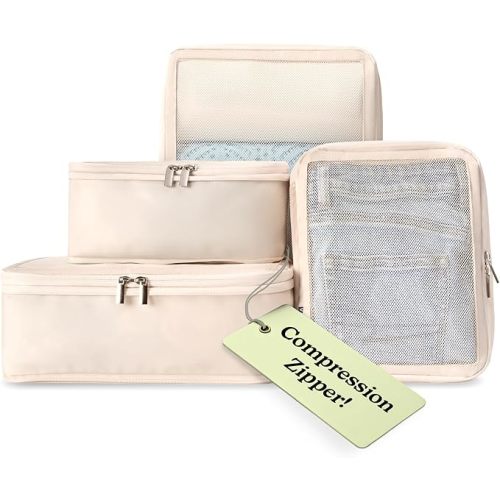Vandel Space-Saving Compression Packing Cubes for Women, Men, Compressible Carry On Suit Case Organizer Luggage Packing Cubes for Travel Organizer Bags for Luggage and Backpacks, Suitcase Cube