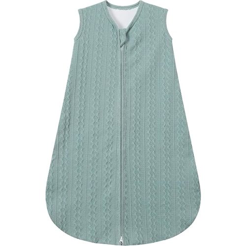 Baby Sleep Sack 6-12 Months, Baby Wearable Blanket 100% Acrylic knit 2-Way Zipper Toddler Sleeping Sack TOG 0.5 (Green)