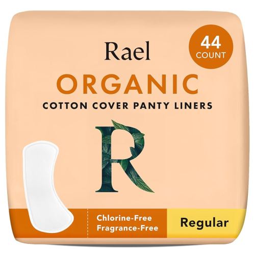 Rael Panty Liners for Women, Organic Cotton Cover - Regular Pantiliners, Light Absorbency, Unscented, Chlorine Free (Regular, 44 Count)