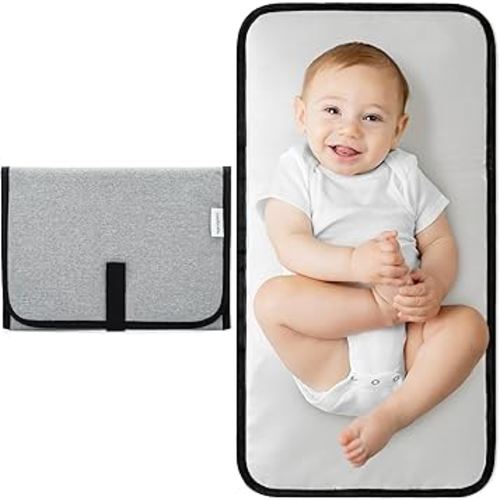 Comfy Cubs Baby Changing Pad Compact Size - Waterproof Diaper Changing Mat with Cushioned Pillow - Soft & Lightweight, Foldable Design for Travel - Stylish Design for Boys and Girls - Solid Grey
