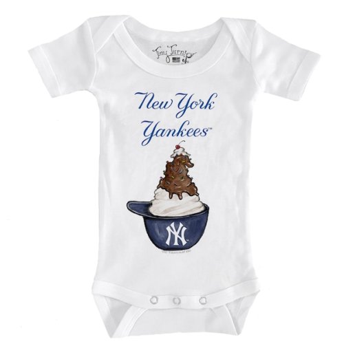 New York Yankees Tiny Turnip Infant Sundae Helmet Bodysuit - White