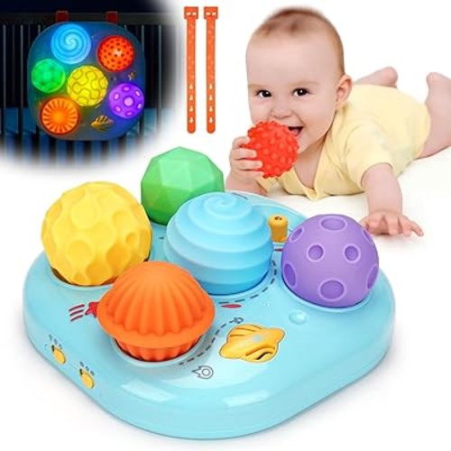 Baby Sensory Balls Toys 6-12 12-18 Months Toddlers 1-3, Infant Musical Light Up Learning 3-6 7 8 9 Months, Textured Soft Ball Sleep Tummy Time Motor Skills Montessori 1 2 3 Year Old Boy Girl Gift