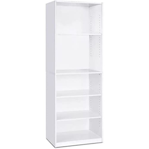 Furinno 5 Cubes Bookcase Space Saver Organizer Bookshelf w/Adjustable Open Shelves,White