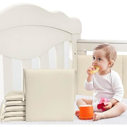 6 Pc Upgraded Crib Mesh Mesh Liner,Soft Liner-Multifunctional Rail Guard for Side(2026,new (6pc-kahki-rainbow01)