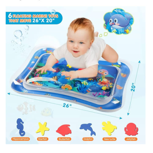 Infinno Inflatable Tummy Time Mat Premium Baby Water Play Mat for Infants and Toddlers Baby Toys for 3 to 24 Months, Strengthen Your Baby's Muscles, Portable