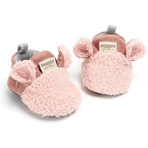 Baby Booties Cozy Fleece Slippers Soft Baby Shoes With Gripper Soles, Winter Warm Infant Newborn Crib Sock Shoes First Walkers