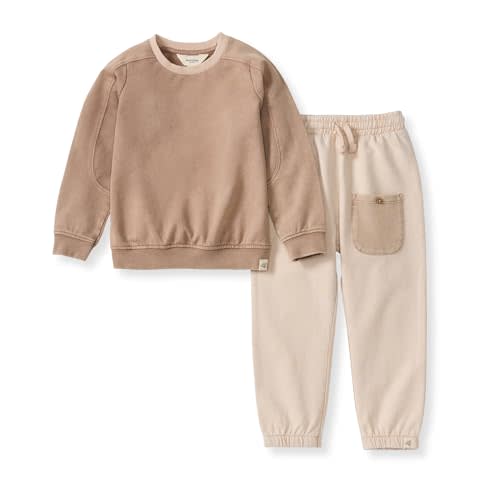 Burt's Bees Baby Boys Shirt and Pant Set, Long Sleeve Top & Bottom Outfit Bundle, 100% Organic Cotton