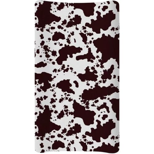 Brown Cow Print Changing Pad Cover for Baby Girls Boys Soft Breathable Diaper Changing Pad Cover with Elastic Edge Removable Bassinet Cradle Mattress Sheets 32x16