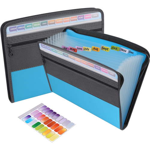 LANNEY Expanding File Folder 13 Pockets Portable Letter A4 Paper Accordion File Organizer for School Office Documents