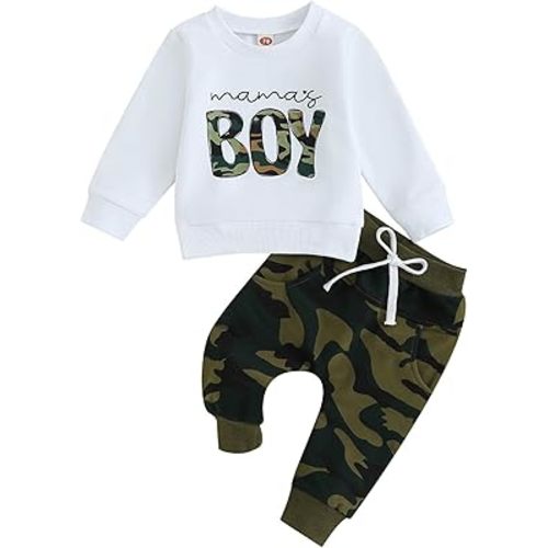Kupretty Toddler Baby Boy Fall Winter Clothes Letter Graphic Long Sleeve Sweatshirt Pullover Tops + Joggers Pants Outfit Set