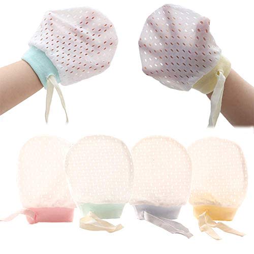 Adeimoo Cute Boys Girls Cotton No Scratch Gloves Drawstring Adjustable Mittens for Baby Infants
