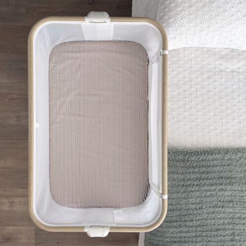Co-Sleeper Bassinet / Change Pad Waterproof Sheet - Mocha Pinstripe