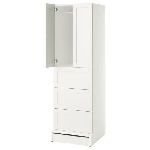 SMÅSTAD / UPPFÖRA Wardrobe - white with frame/with 3 drawers 23 5/8x25 5/8x77 1/8 "