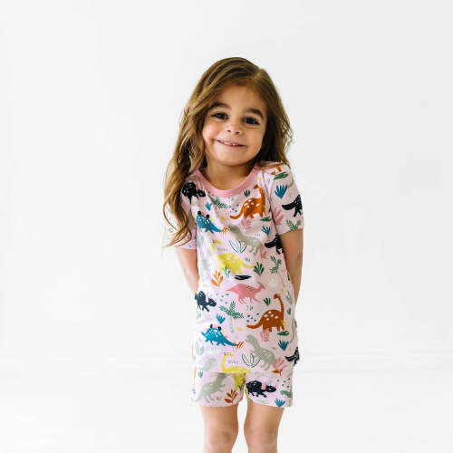 Pink Jurassic Jungle Two-Piece Short Sleeve & Shorts Pajama Set – Little Sleepies