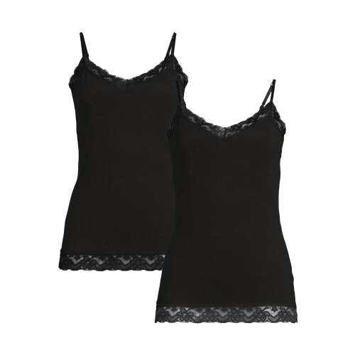 No Boundaries Juniors Lace Trim Cami, 2 Pack