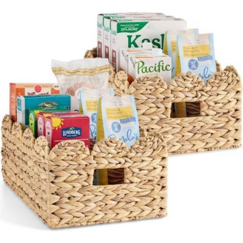 Best Choice Products 16x12 Scalloped Shelf Baskets, Woven Storage Bins, 2 Pack - Natural