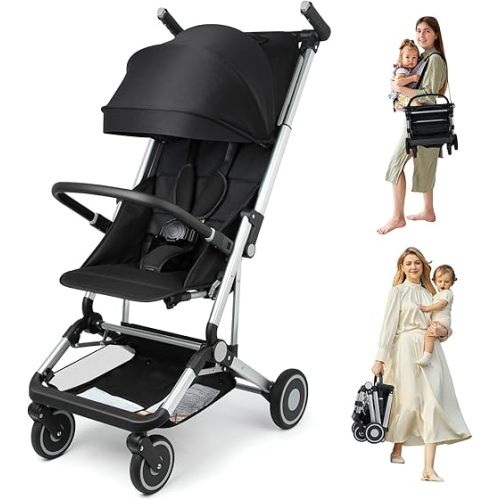 Travel Stroller for Airplane Ultra Compact Umbrella Stroller One-Handed Folding Design Overhead Friendly Lightweight Aluminum Alloy Frame